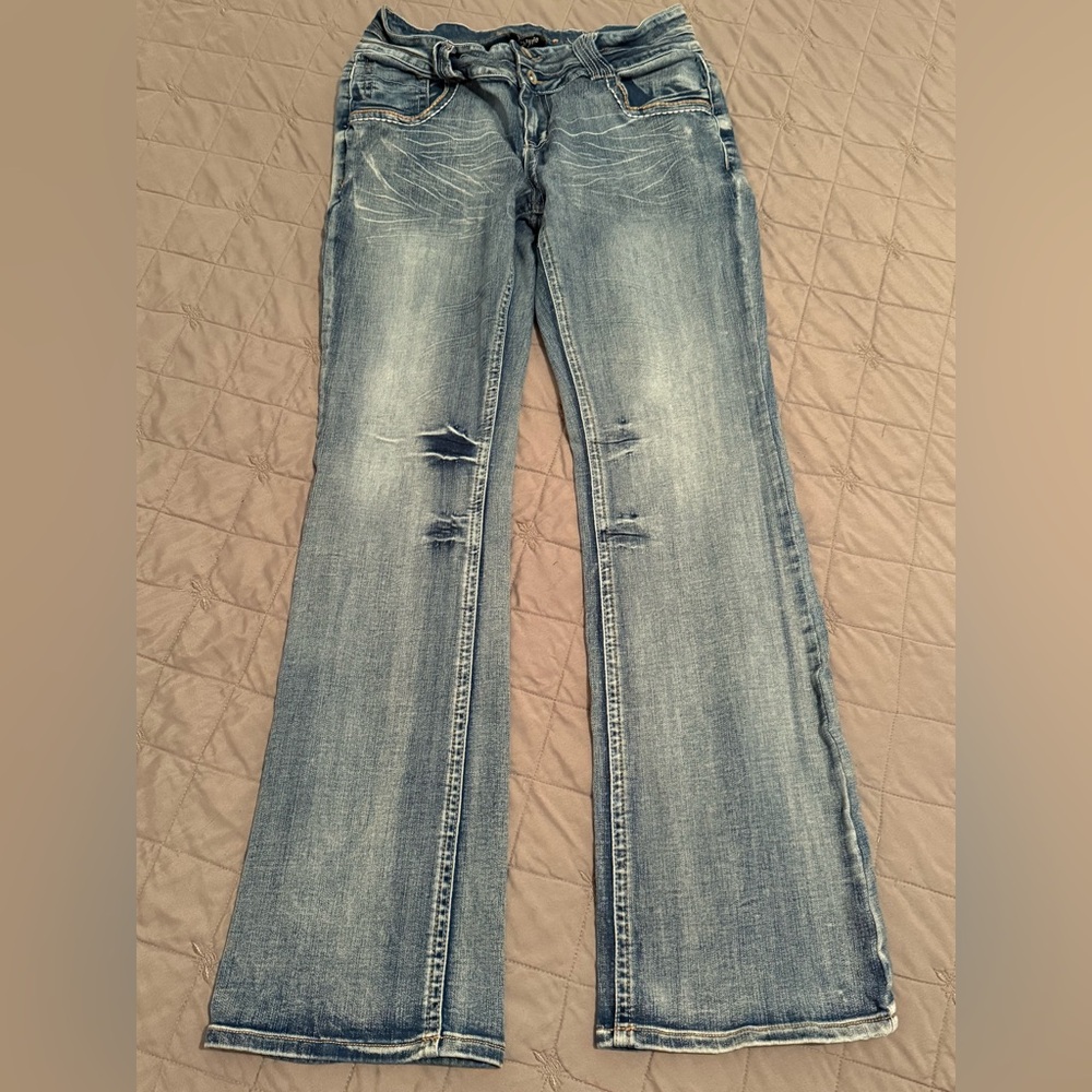 Flamingo 90s Vintage Slant Pocket Mid Waist Straight Leg Jeans